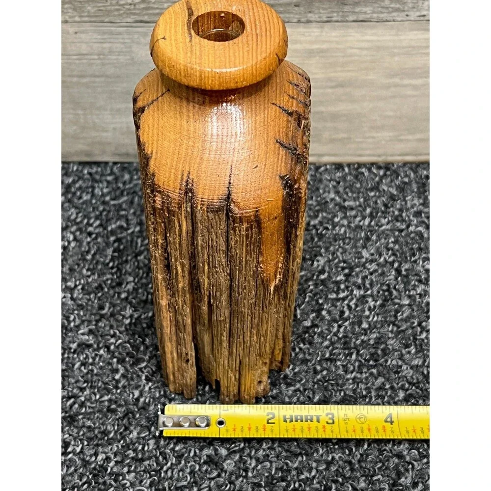 Vintage Studio Artisan Turned Wood Live Edge Sculptural Bud Vase MCM